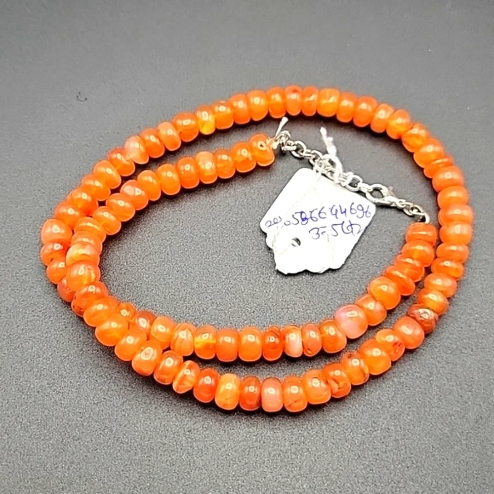 375 Cts Orange Carnelian Round Beaded Necklace Natural Crystal Gemstone Unisex